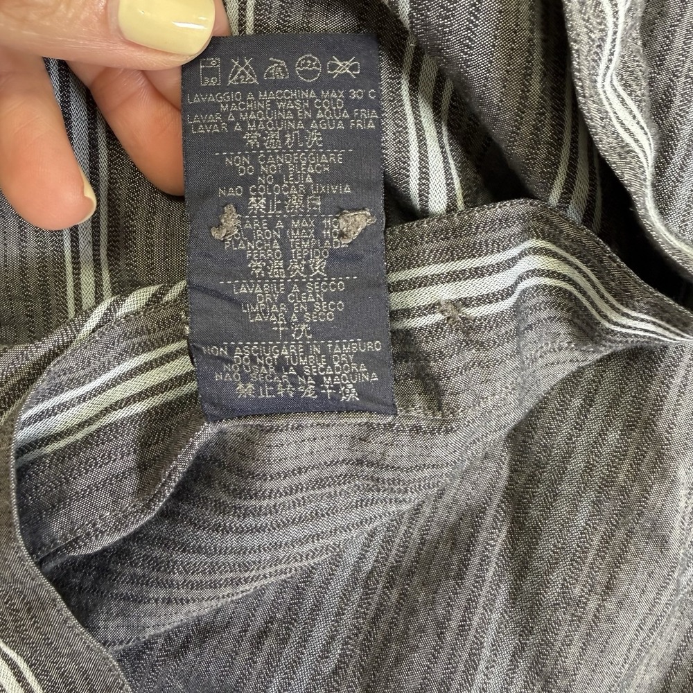 Zenga Sport Men's 100% Cotton Gray Striped Button Down Large - Picture 6 of 9